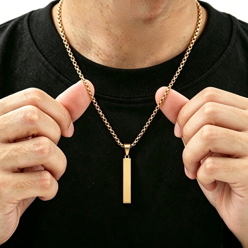High-Quality Stainless Steel Rectangular Prism Pendant Necklace